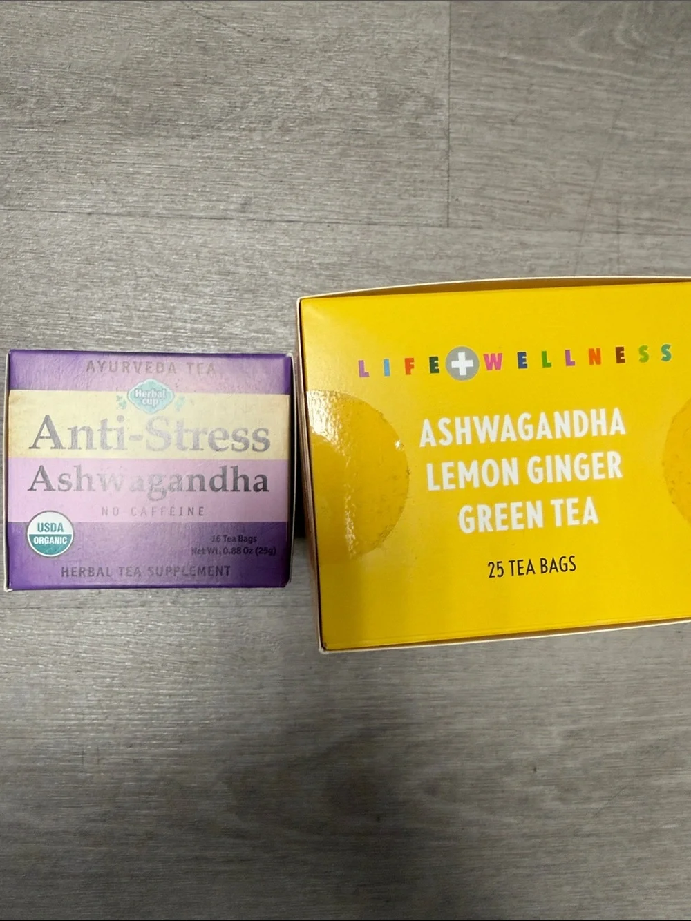 Ashwagandha Lemon Ginger Green Tea & Anti-Stress Ashwagandha Tea Duo